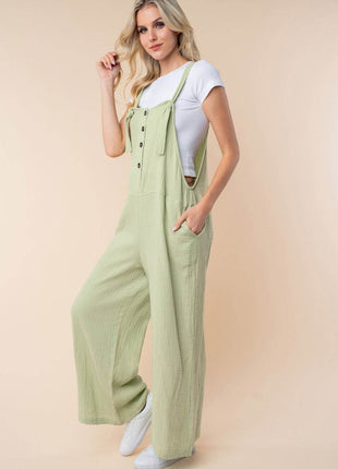White Birch Texture Sleeveless Wide Leg Jumpsuit - MimiStylez