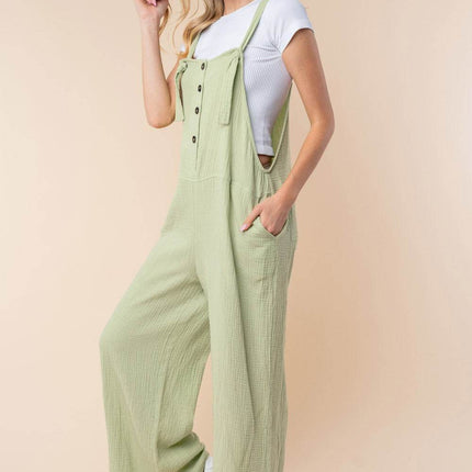 White Birch Texture Sleeveless Wide Leg Jumpsuit - MimiStylez