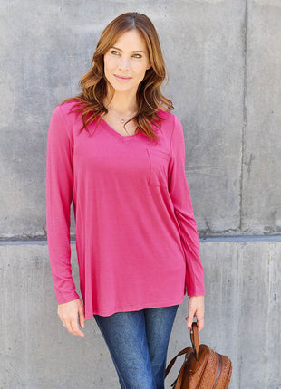 Basic Bae Full Size V-Neck Long Sleeve Top - MimiStylez