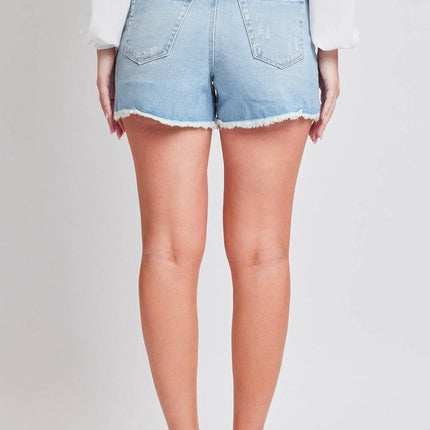 YMI Jeanswea Distressed Frayed Hem Denim Shorts - MimiStylez