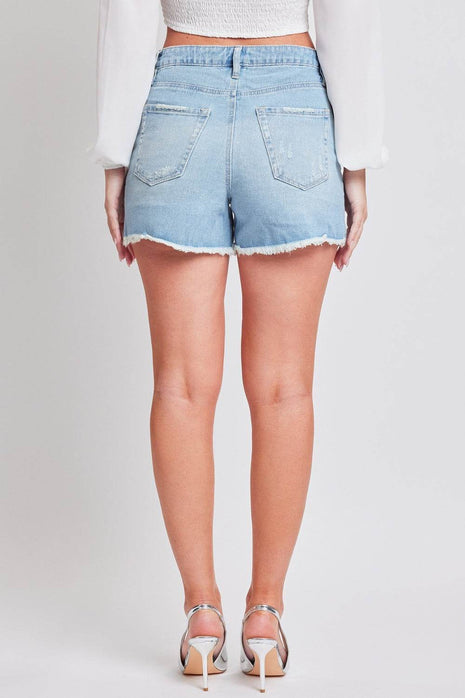 YMI Jeanswea Distressed Frayed Hem Denim Shorts - MimiStylez
