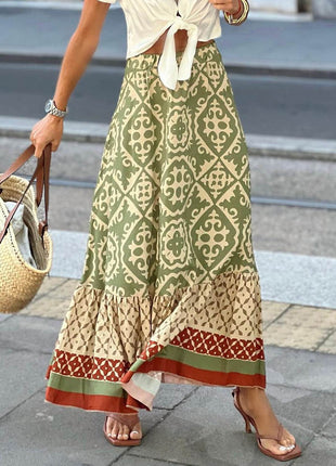 Geometric Elastic Waist Maxi Skirt - MimiStylez