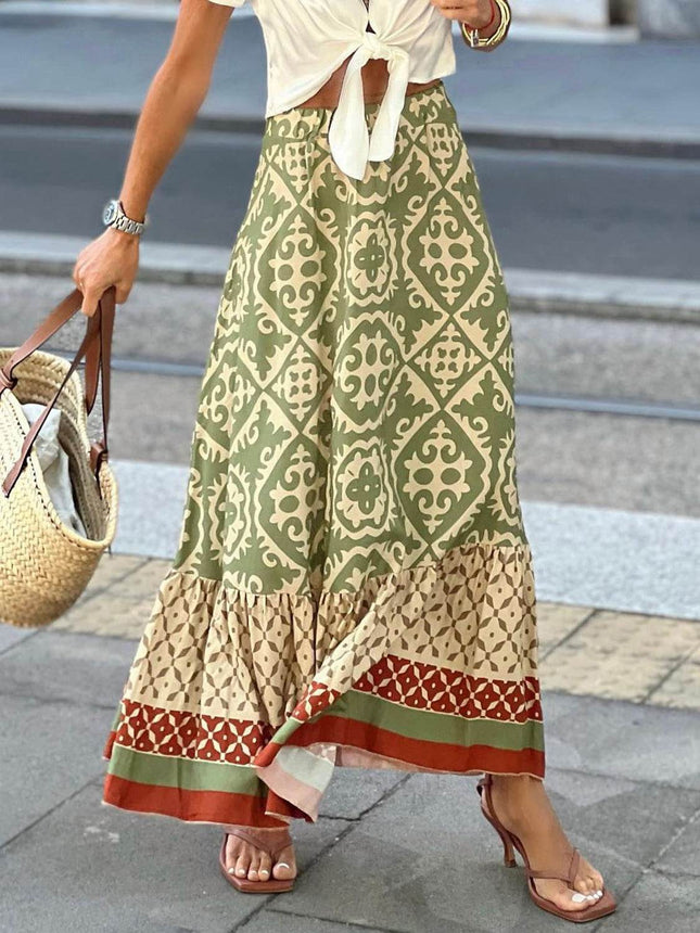Geometric Elastic Waist Maxi Skirt - MimiStylez