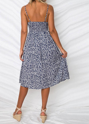 Cutout Smocked Sweetheart Neck Cami Dress - MimiStylez