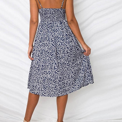 Cutout Smocked Sweetheart Neck Cami Dress - MimiStylez