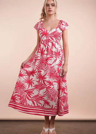 VERY J Tropical Printed Midi Summer Boho Dress - MimiStylez