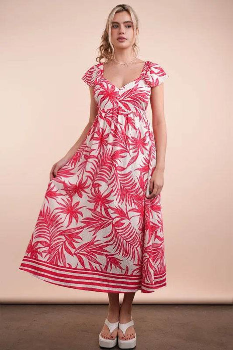 VERY J Tropical Printed Midi Summer Boho Dress - MimiStylez