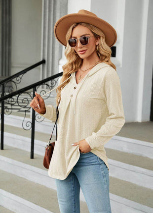 Long Sleeve Hooded Blouse - MimiStylez