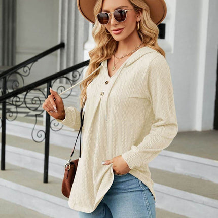 Long Sleeve Hooded Blouse - MimiStylez