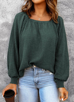 Square Neck Waffle-Knit Top - MimiStylez