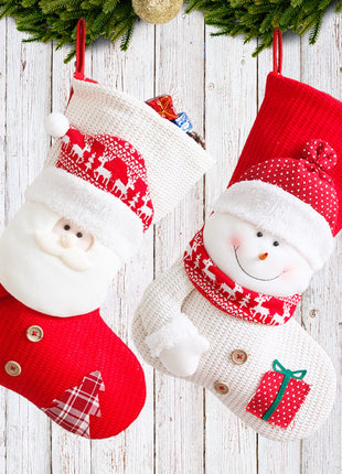 Large Knitted Christmas Stocking Gift Bag