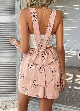 Devine Flower Wide Strap Overalls with Pockets - MimiStylez