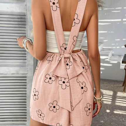 Devine Flower Wide Strap Overalls with Pockets - MimiStylez