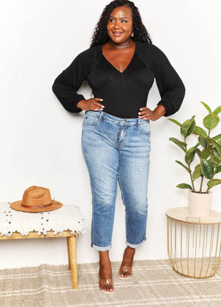 Culture Code Full Size V- Neck Bodysuit - MimiStylez