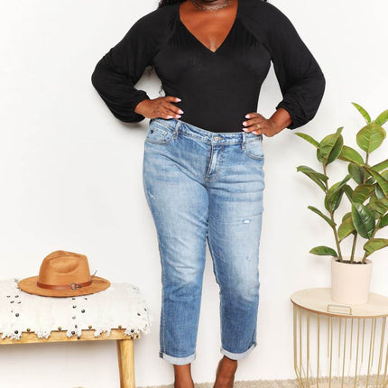 Culture Code Full Size V- Neck Bodysuit - MimiStylez