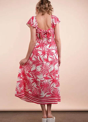 VERY J Tropical Printed Midi Summer Boho Dress - MimiStylez