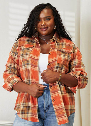 Plaid Dropped Shoulder Shirt - MimiStylez