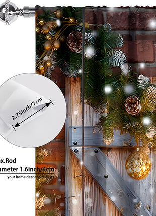 2PCs Digital Printed Christmas Curtains