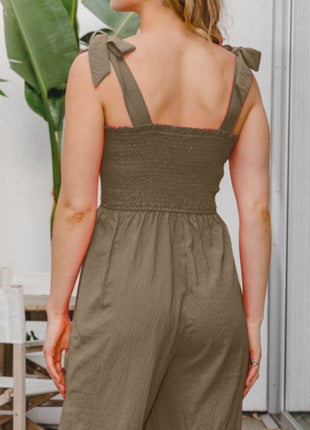 ODDI Full Size Bodice Smocked Sleeveless Jumpsuit - MimiStylez