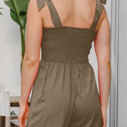 ODDI Full Size Bodice Smocked Sleeveless Jumpsuit - MimiStylez
