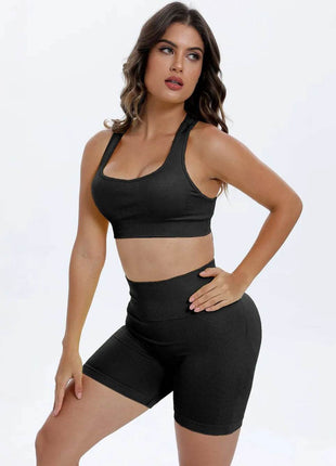 Scoop Neck Wide Strap Top and Shorts Active Set - MimiStylez