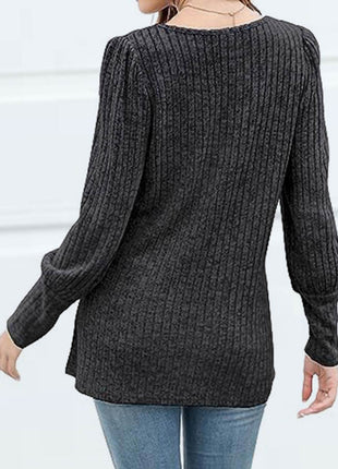 Decorative Button Square Neck Top - MimiStylez
