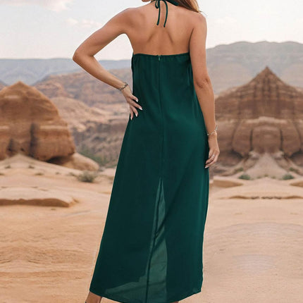 Layered Halter Neck Wide Leg Jumpsuit - MimiStylez