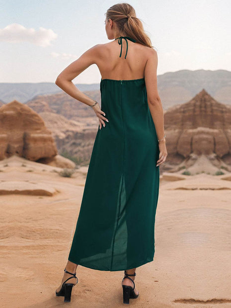 Layered Halter Neck Wide Leg Jumpsuit - MimiStylez