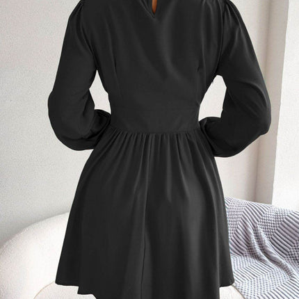 Cutout Turtleneck A-Line Mini Dress - MimiStylez