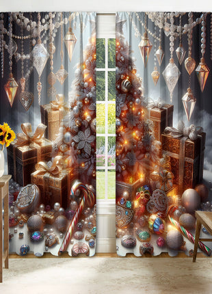 2PCs Christmas Curtain 3D Printing Curtain