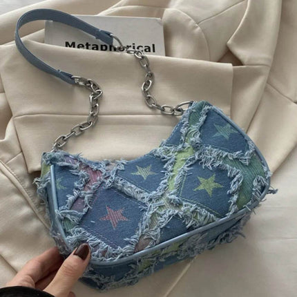 Fringe Star Print Shoulder Bag - MimiStylez