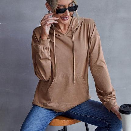 Drawstring Pocketed Dropped Shoulder Hoodie - MimiStylez