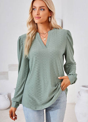 Notched Long Sleeve T-Shirt - MimiStylez