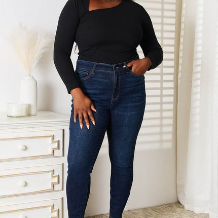 Basic Bae Asymmetrical Neck Long Sleeve Top - MimiStylez