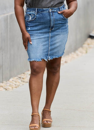 RISEN Amelia Full Size Denim Mini Skirt - MimiStylez