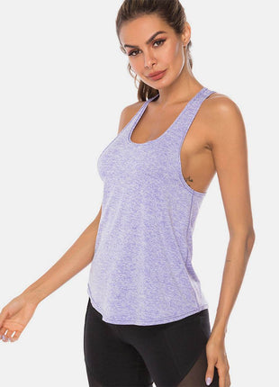 Full Size Scoop Neck Wide Strap Active Tank - MimiStylez