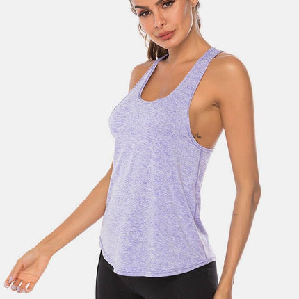 Full Size Scoop Neck Wide Strap Active Tank - MimiStylez