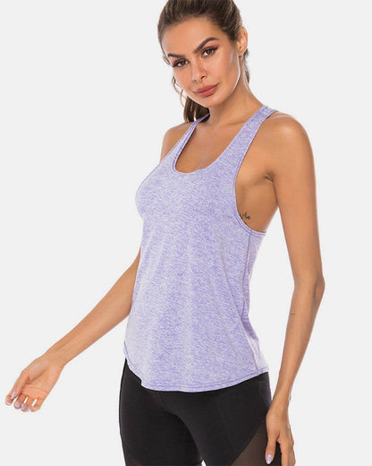 Full Size Scoop Neck Wide Strap Active Tank - MimiStylez