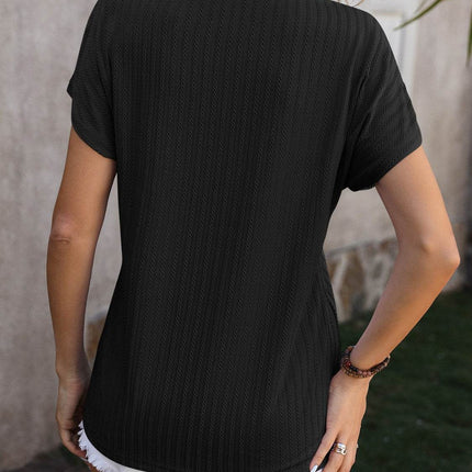 Textured Surplice Short Sleeve Blouse - MimiStylez