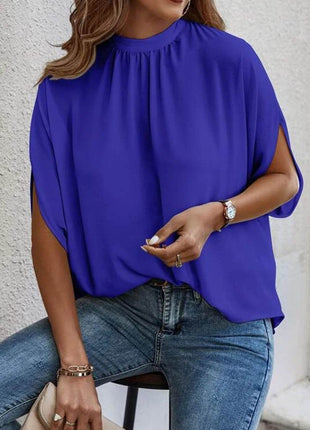 Tie Back Slit Half Sleeve Blouse - MimiStylez