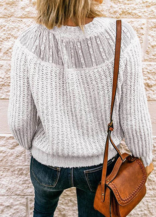 Round Neck Rib-Knit Sweater - MimiStylez