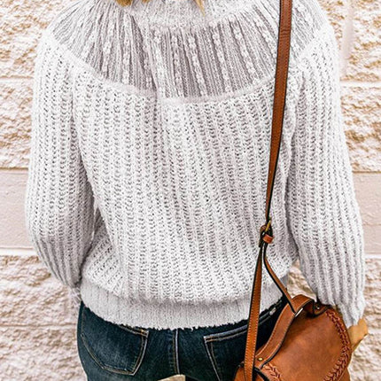 Round Neck Rib-Knit Sweater - MimiStylez