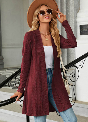 Open Front Long Sleeve Cardigan - MimiStylez