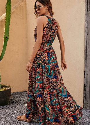 Tied Floral Sleeveless Dress - MimiStylez