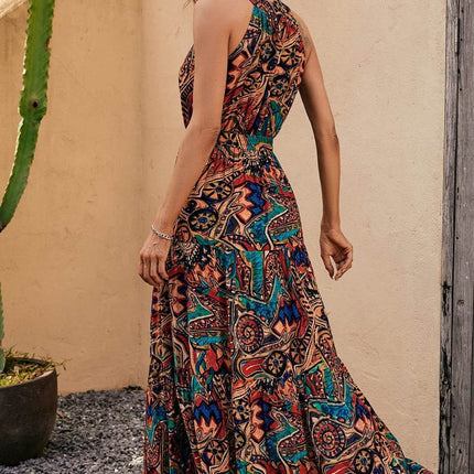 Tied Floral Sleeveless Dress - MimiStylez
