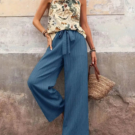 Printed Tank Top and Wide Leg Pants Set - MimiStylez