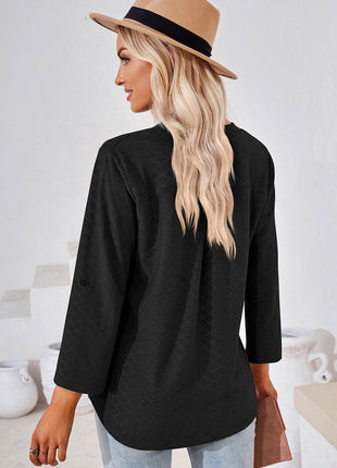 Notched Roll-Tab Sleeve T-Shirt - MimiStylez