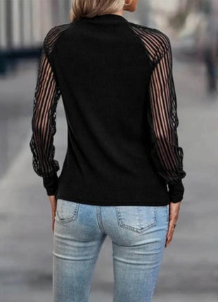 Mock Neck Raglan Sleeve Blouse - MimiStylez