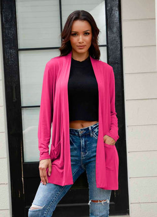 Basic Bae Full Size Open Front Long Sleeve Cardigan with Pockets - MimiStylez