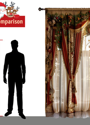 2PCs Christmas Curtain 3D Digital Printing